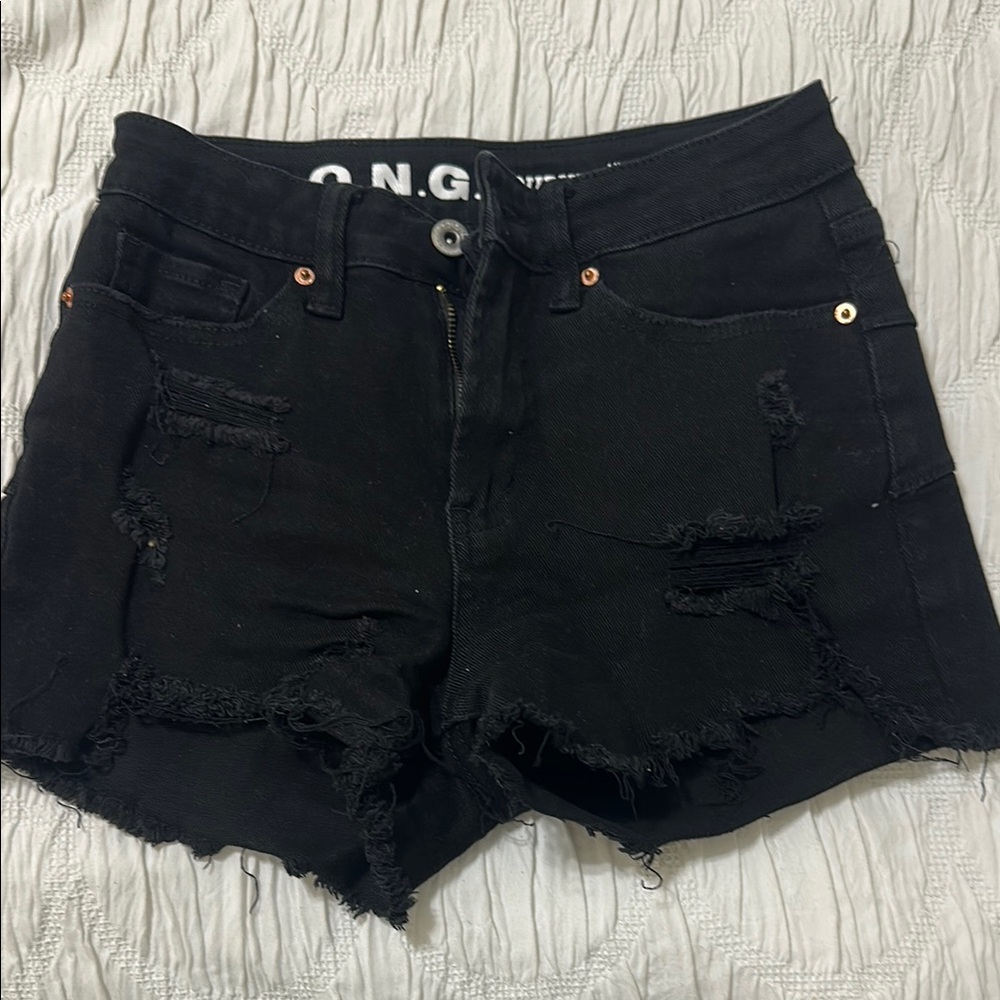 Black Distressed Women Shorts